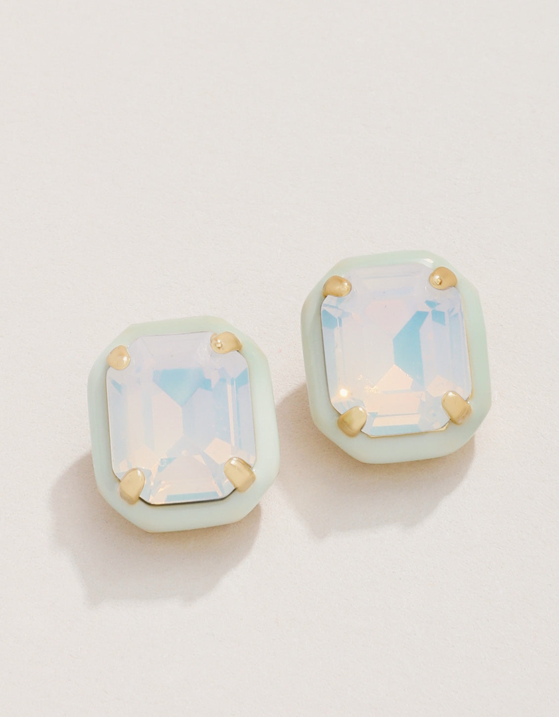  Clara Window Stud Earrings White Opal