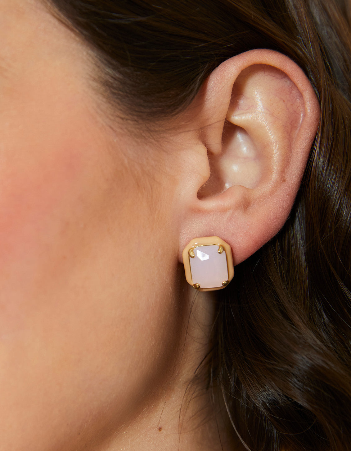  Clara Window Stud Earrings Rose Opal