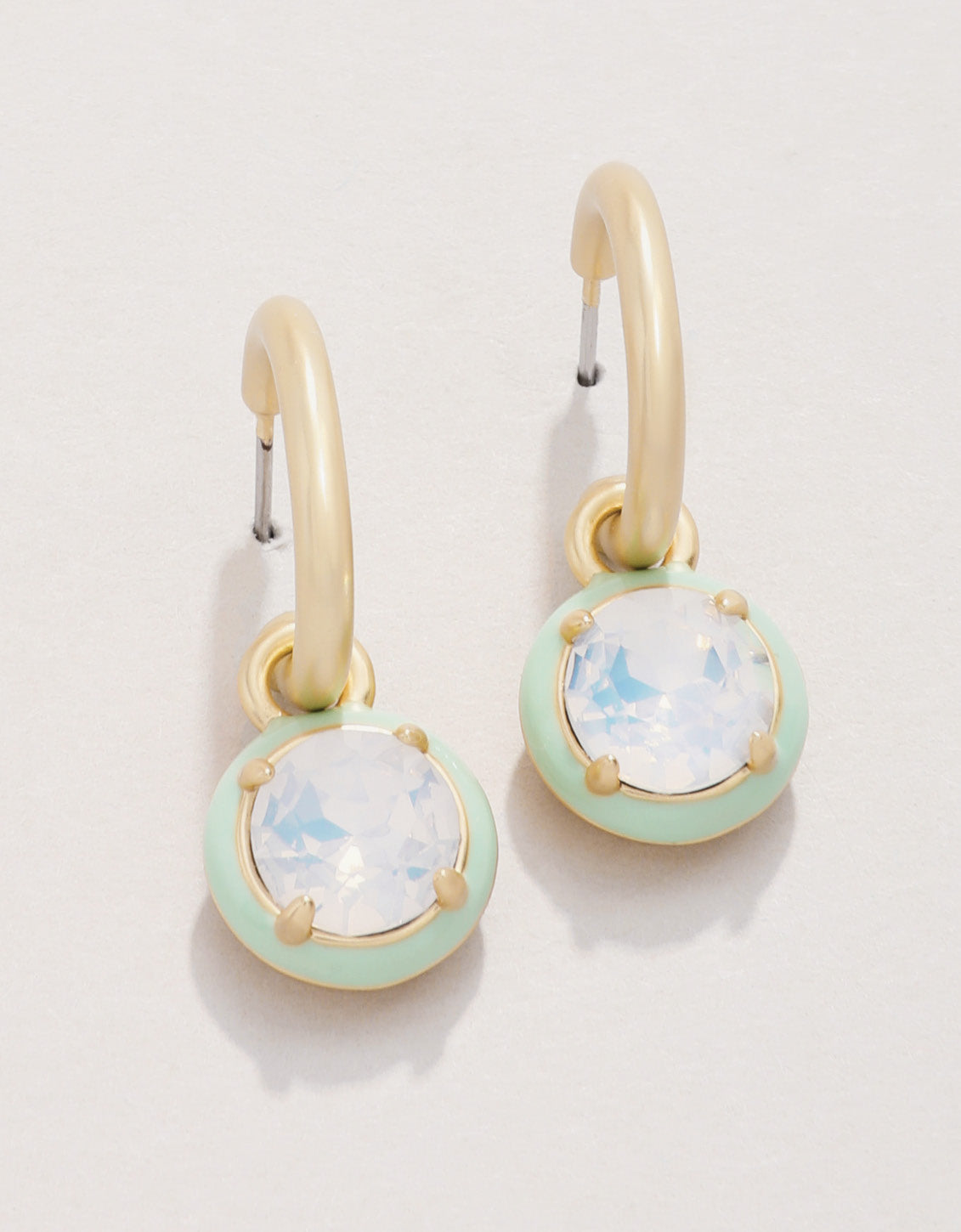  Clara Drop Hoop Earrings White Opal