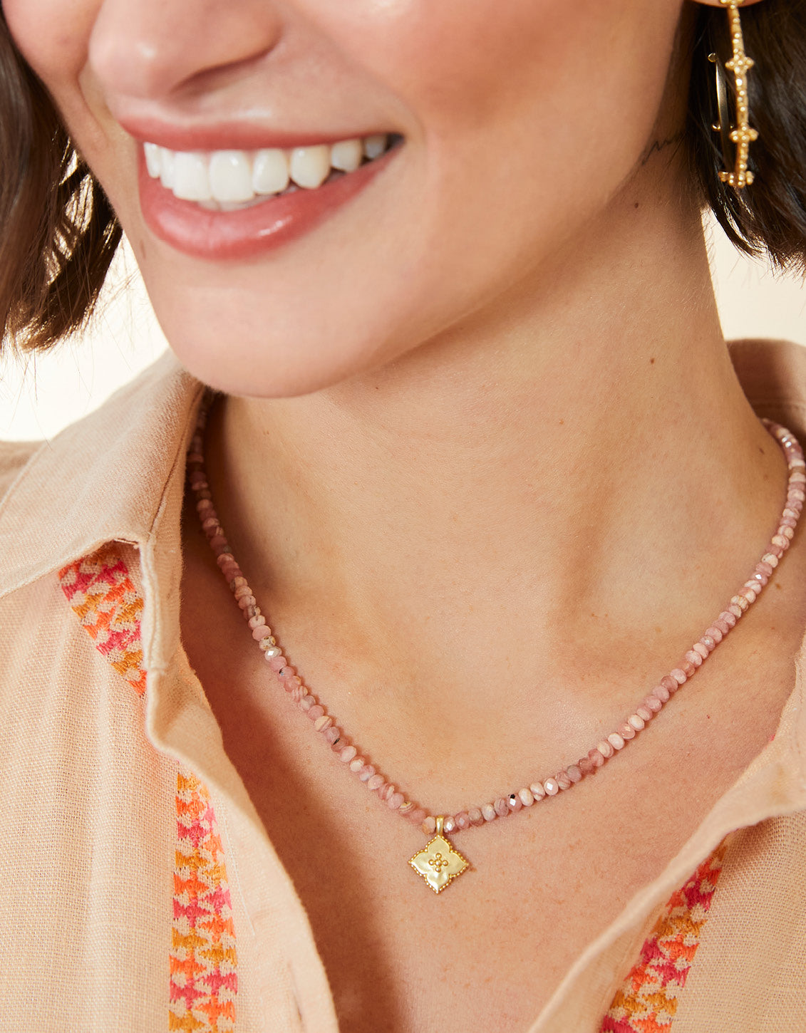  Richmond Hill Beaded Necklace 17.5" Pink