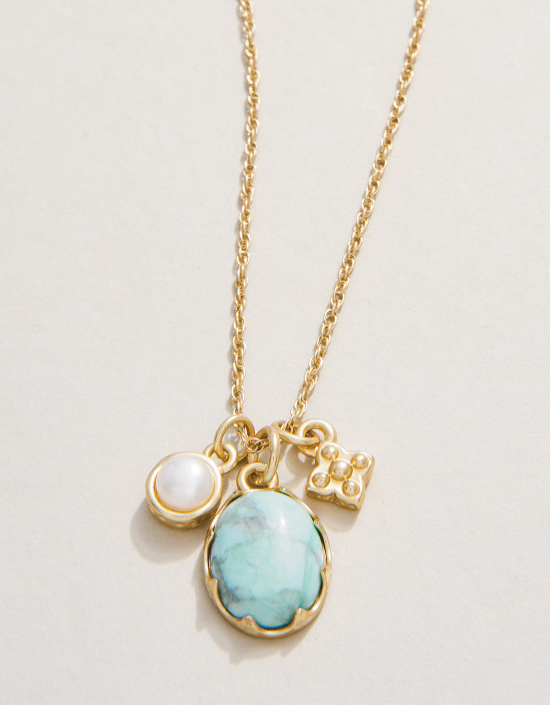  Coralie Charm Necklace 17" Light Turquoise