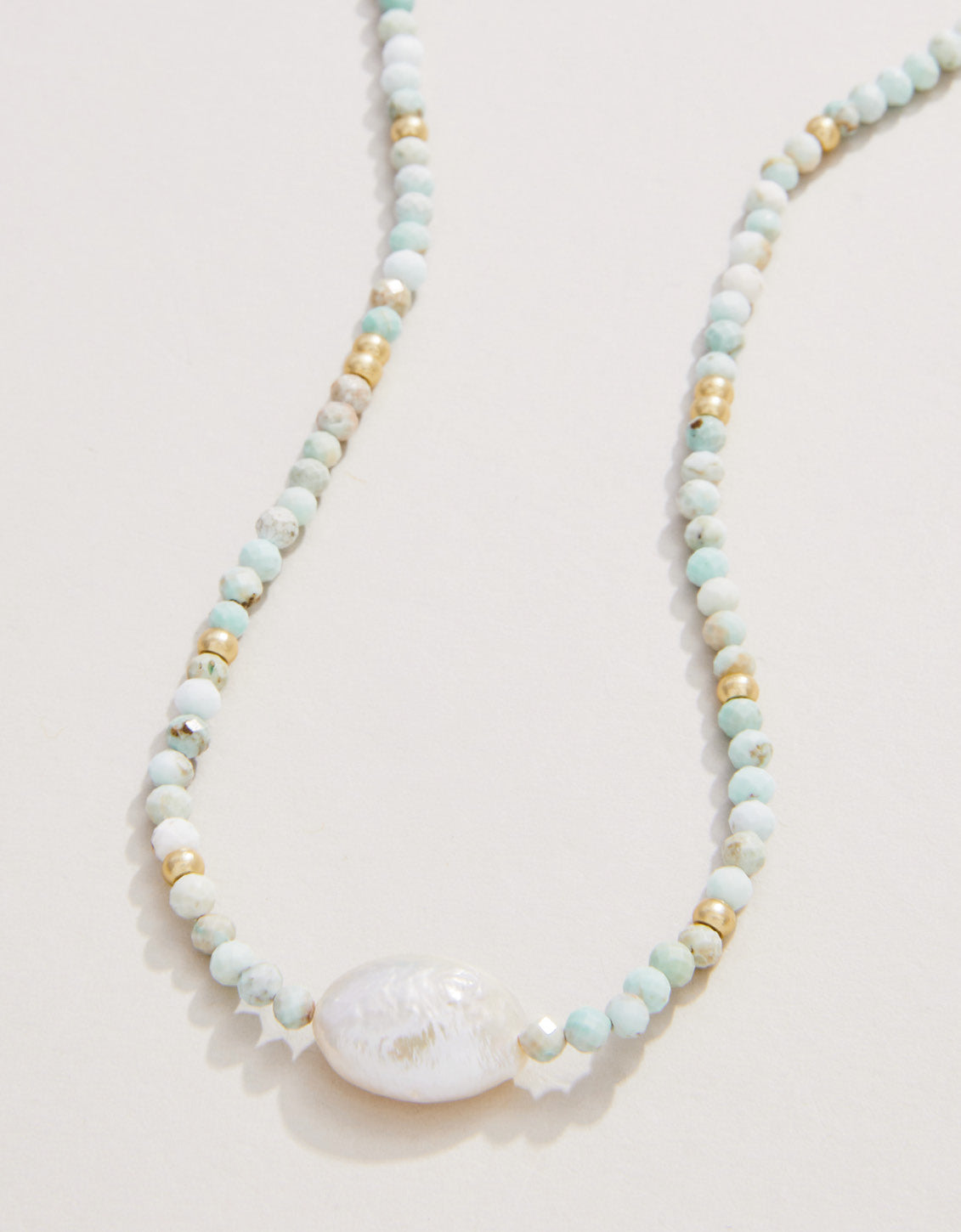  Harmony Beaded Necklace 17" Light Turquoise/Pearl