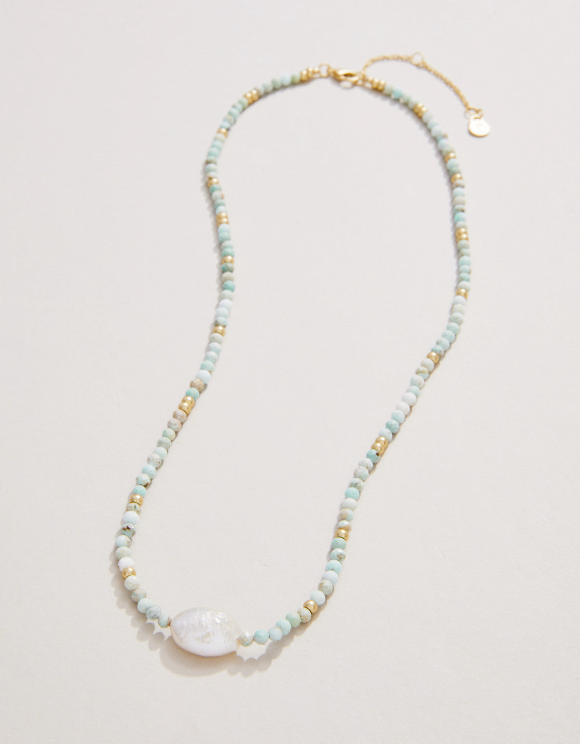  Harmony Beaded Necklace 17" Light Turquoise/Pearl