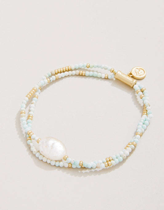  Harmony Stretch Bracelet Light Turquoise/Pearl