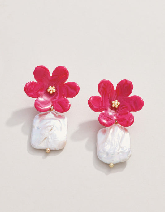  Blooming Pearl Earrings Pink