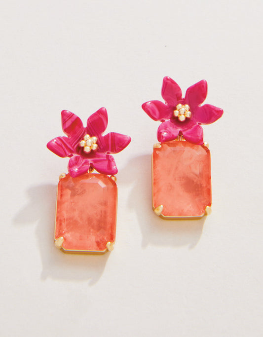  Blooming Gem Earrings Pink