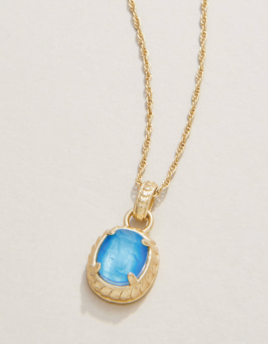  Karina Oval Petite Necklace 17" Blue