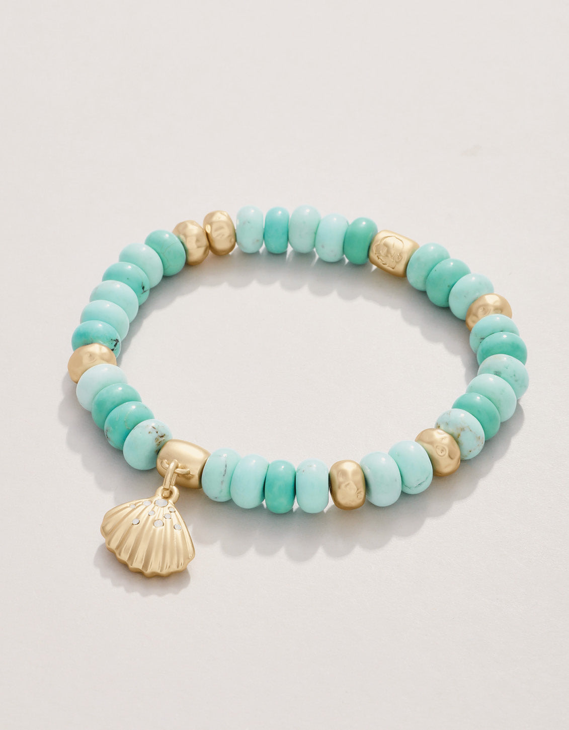  Charmed Stretch Bracelet 8mm Turquoise/Shell