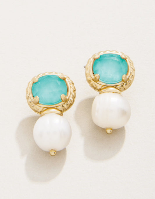  Karina Petite Pearl Stud Earrings Ocean Blue
