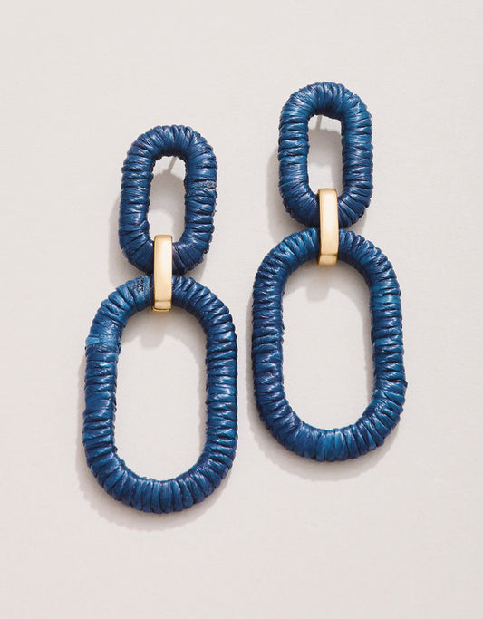  Straw Link Earrings Navy