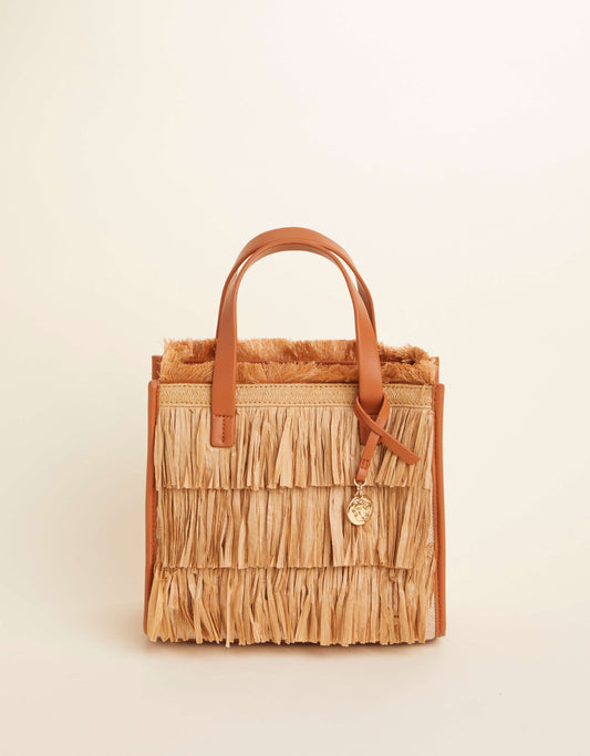  Raffia Fringe Dune Satchel Nutmeg