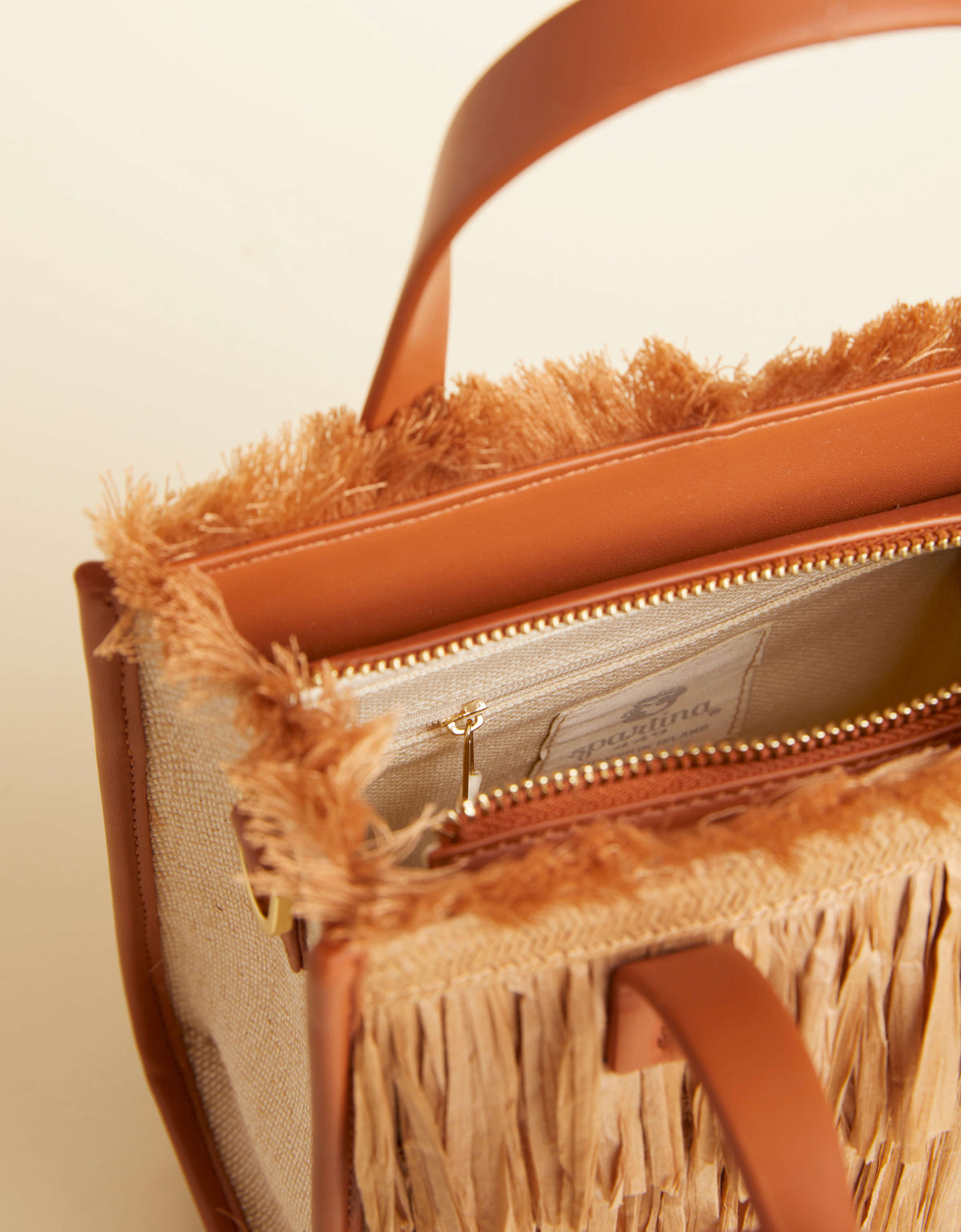  Raffia Fringe Dune Satchel Nutmeg