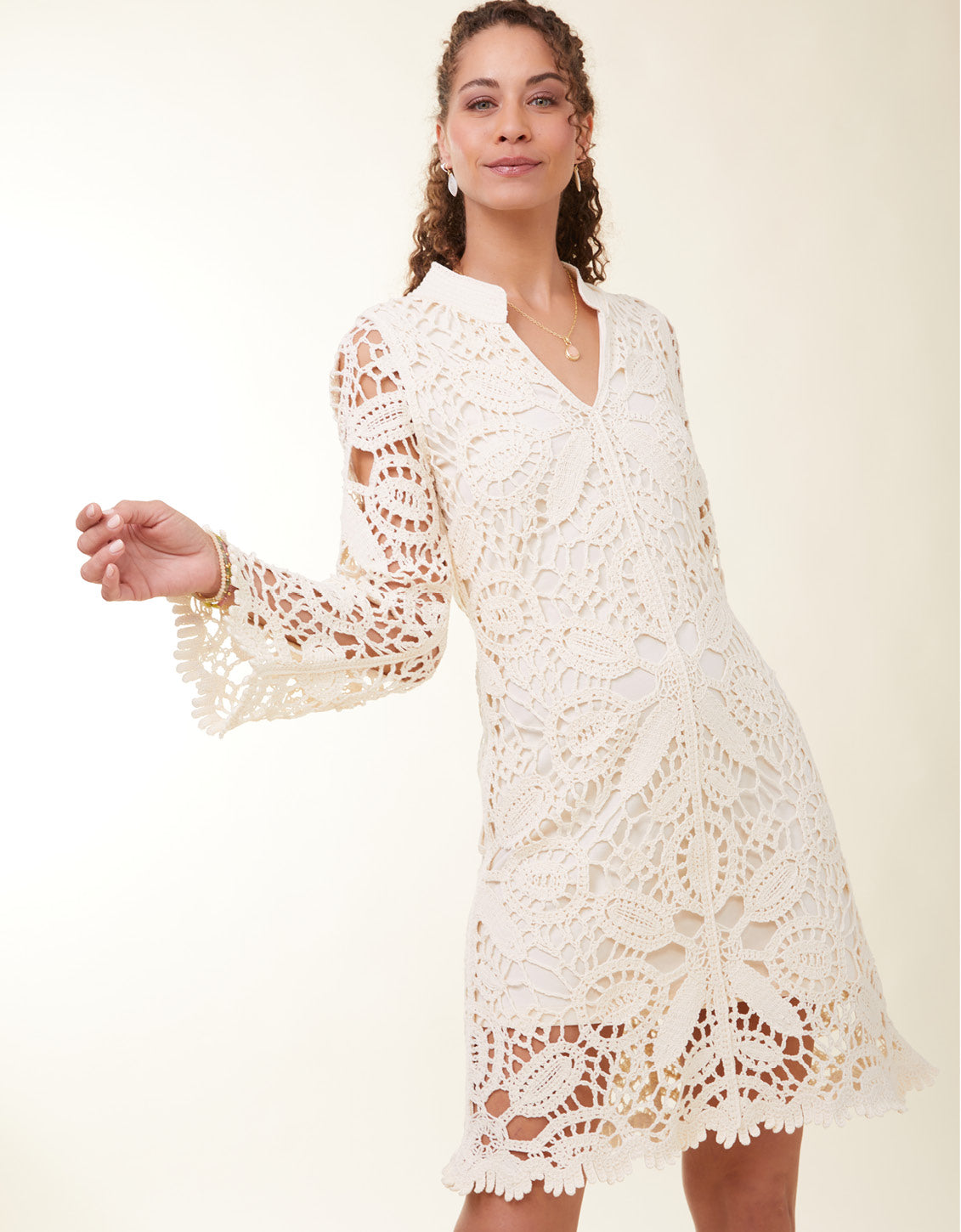  Braelyn Crochet Dress Antique White