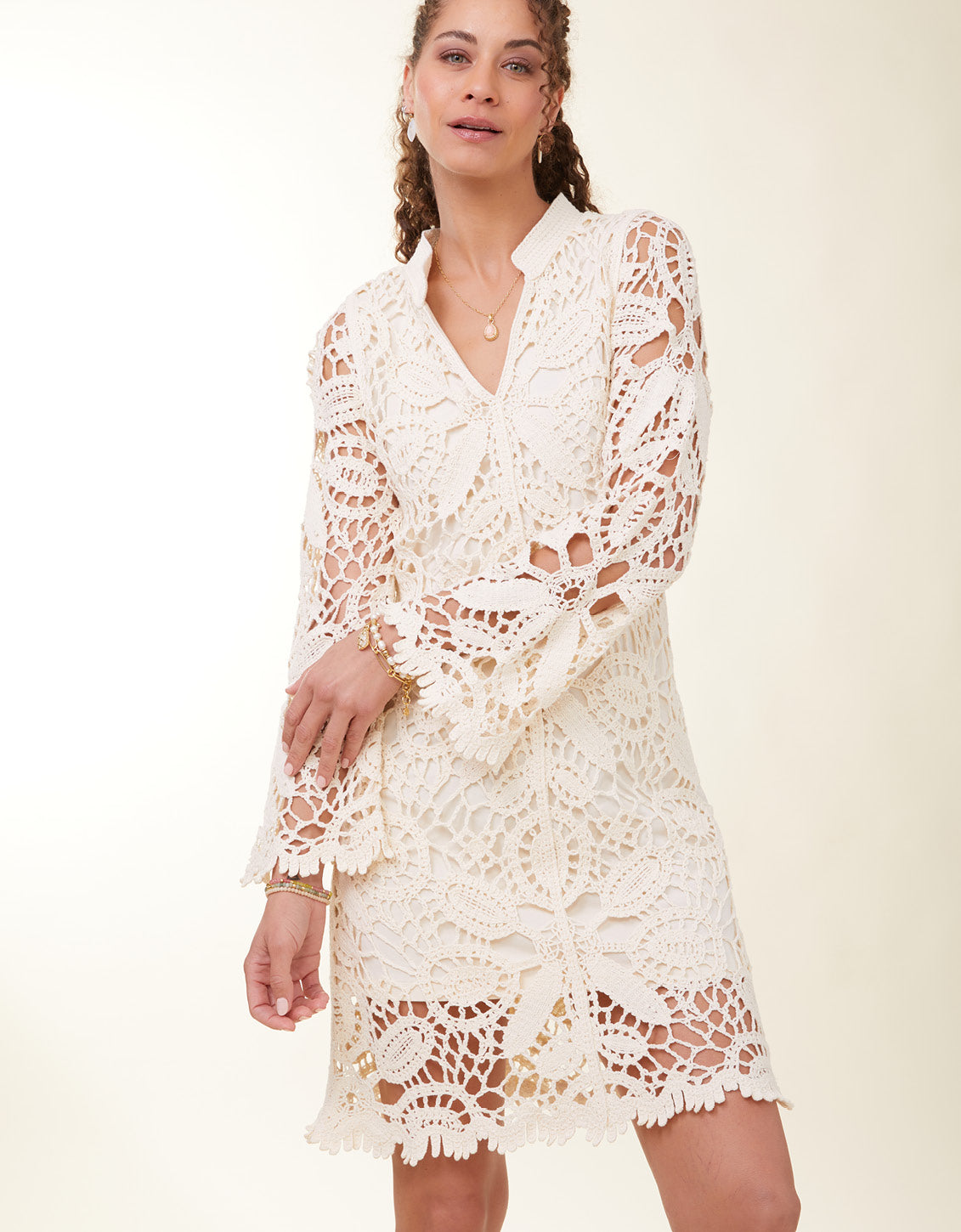  Braelyn Crochet Dress Antique White