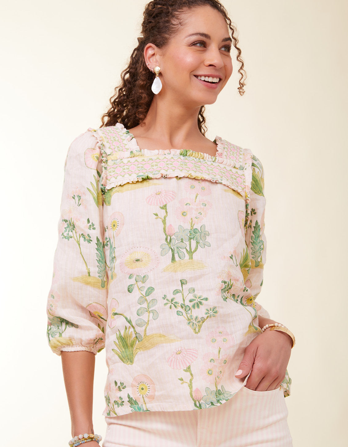  Jocelyn Blouse Enclave Stripe Floral Sprigs