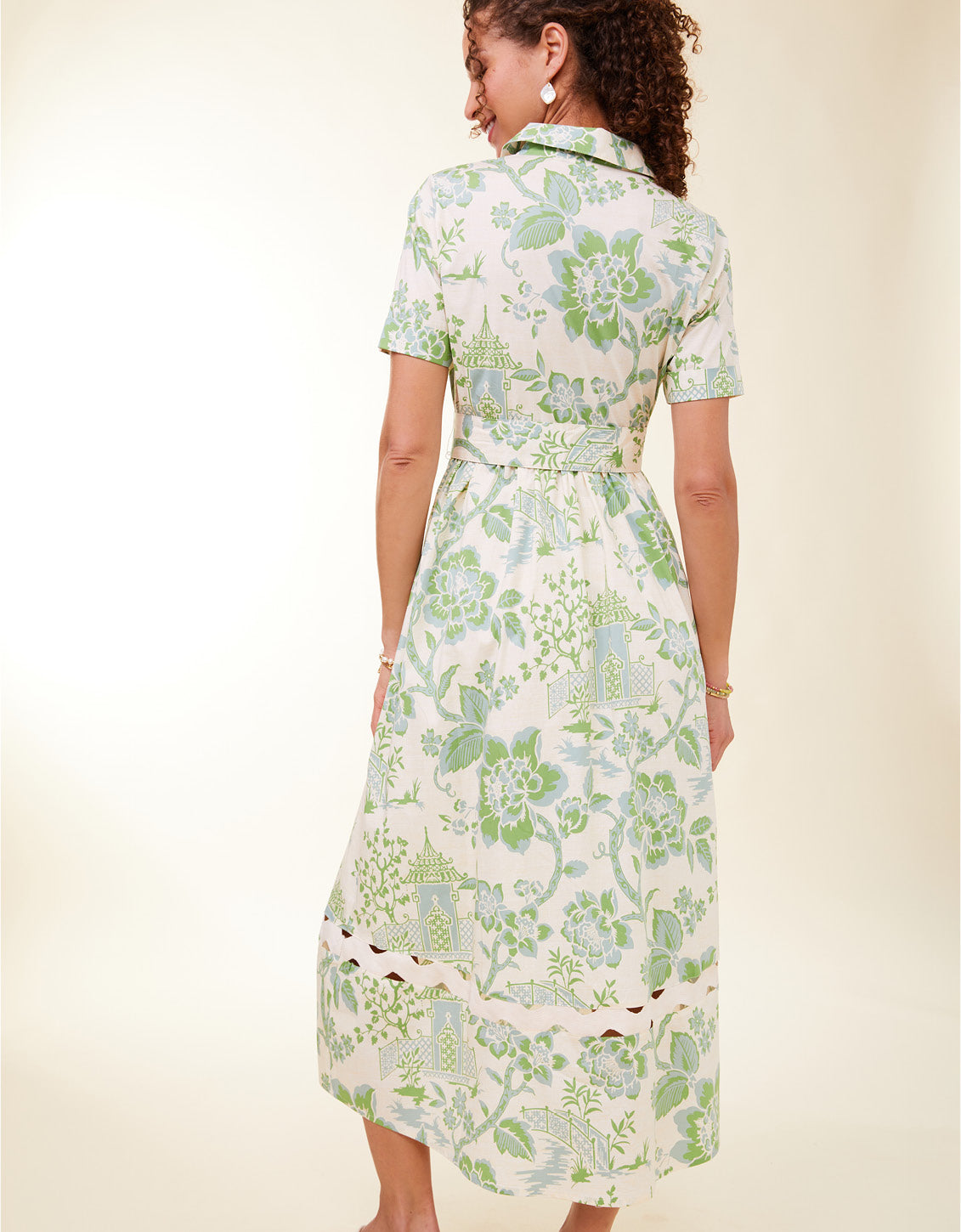  Maryam Ric Rac Midi Dress Enclave Toile Surf Green