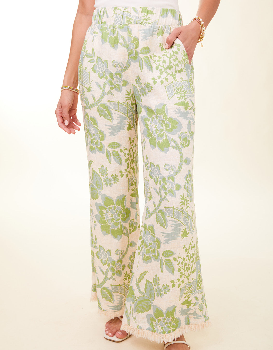  Resort Fringe Palazzo Pant Enclave Toile Surf Green