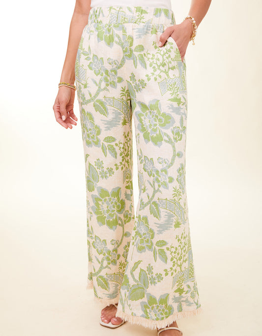  Resort Fringe Palazzo Pant Enclave Toile Surf Green