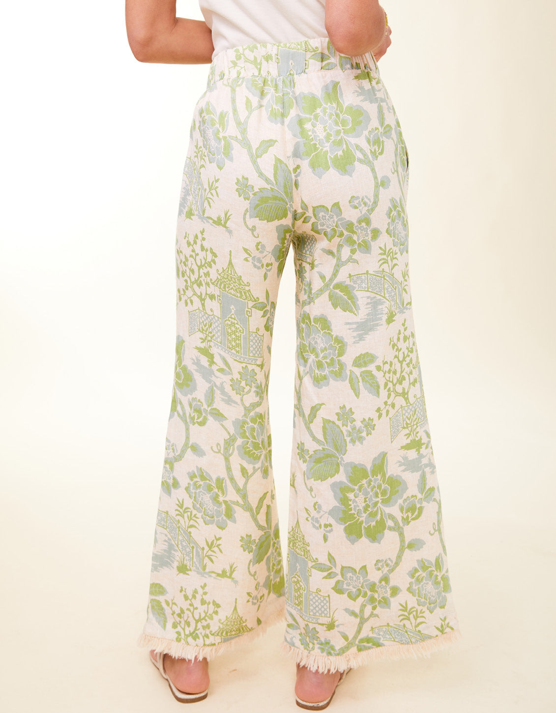  Resort Fringe Palazzo Pant Enclave Toile Surf Green