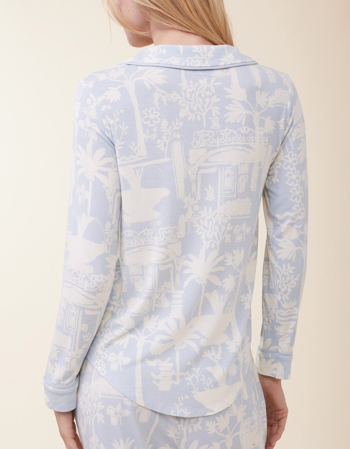  Pajama Top Palm Scene Blue