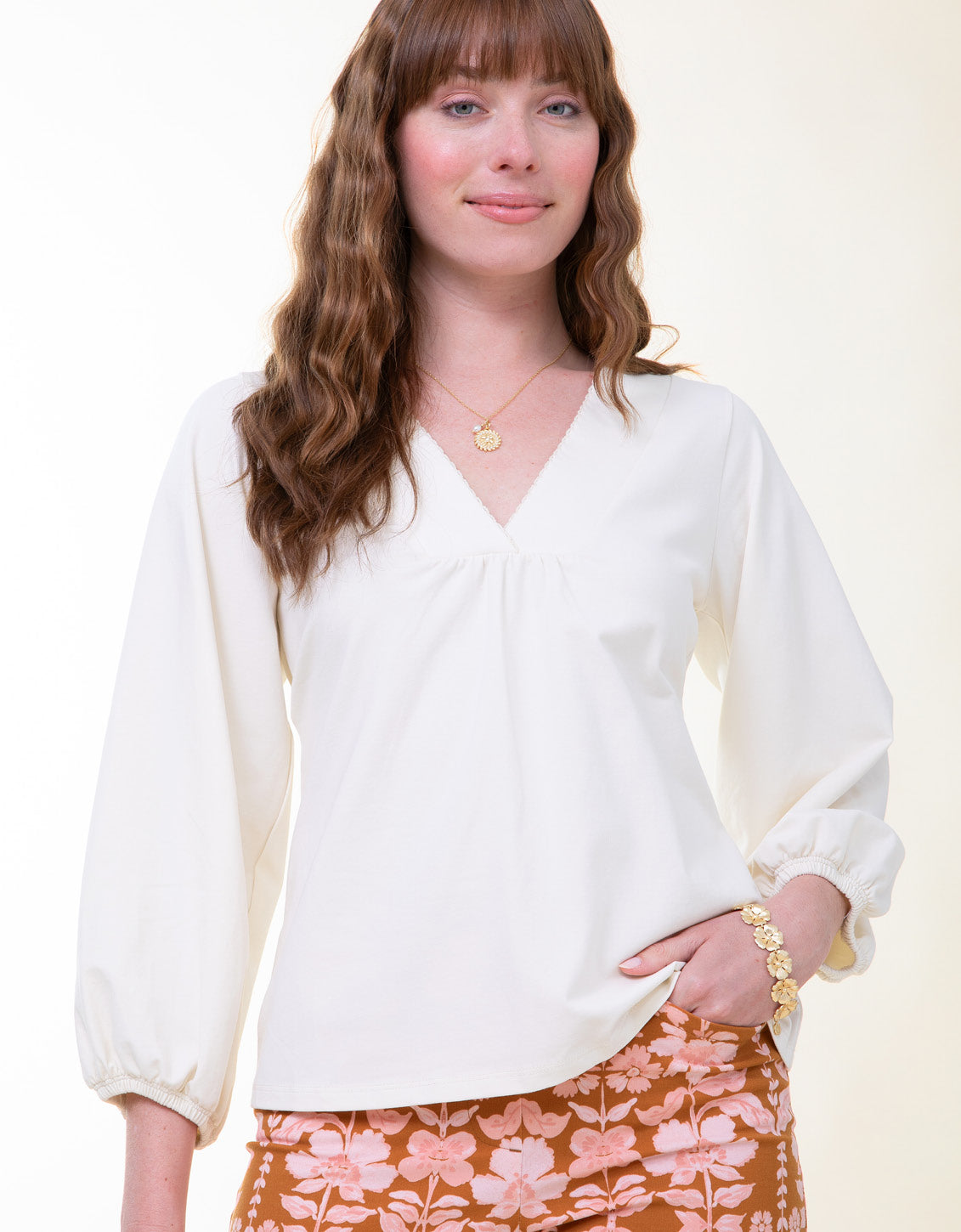  Becca Jersey Top Antique White