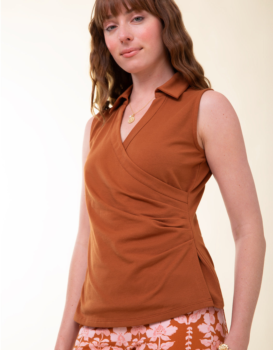  Edeline Sleeveless Wrap Top Mocha