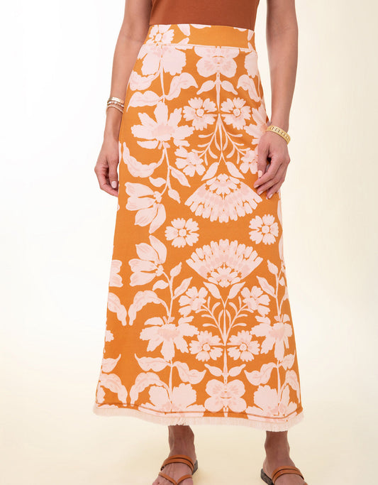  Karolyn Jersey Skirt McAllister Floral Vine Caramel