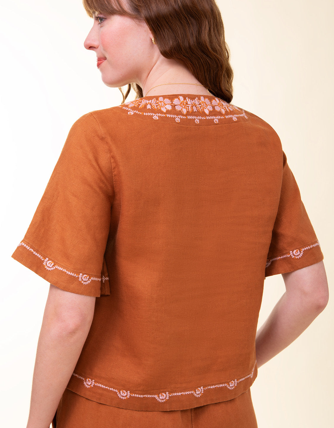  Lowell Linen Blouse Mocha