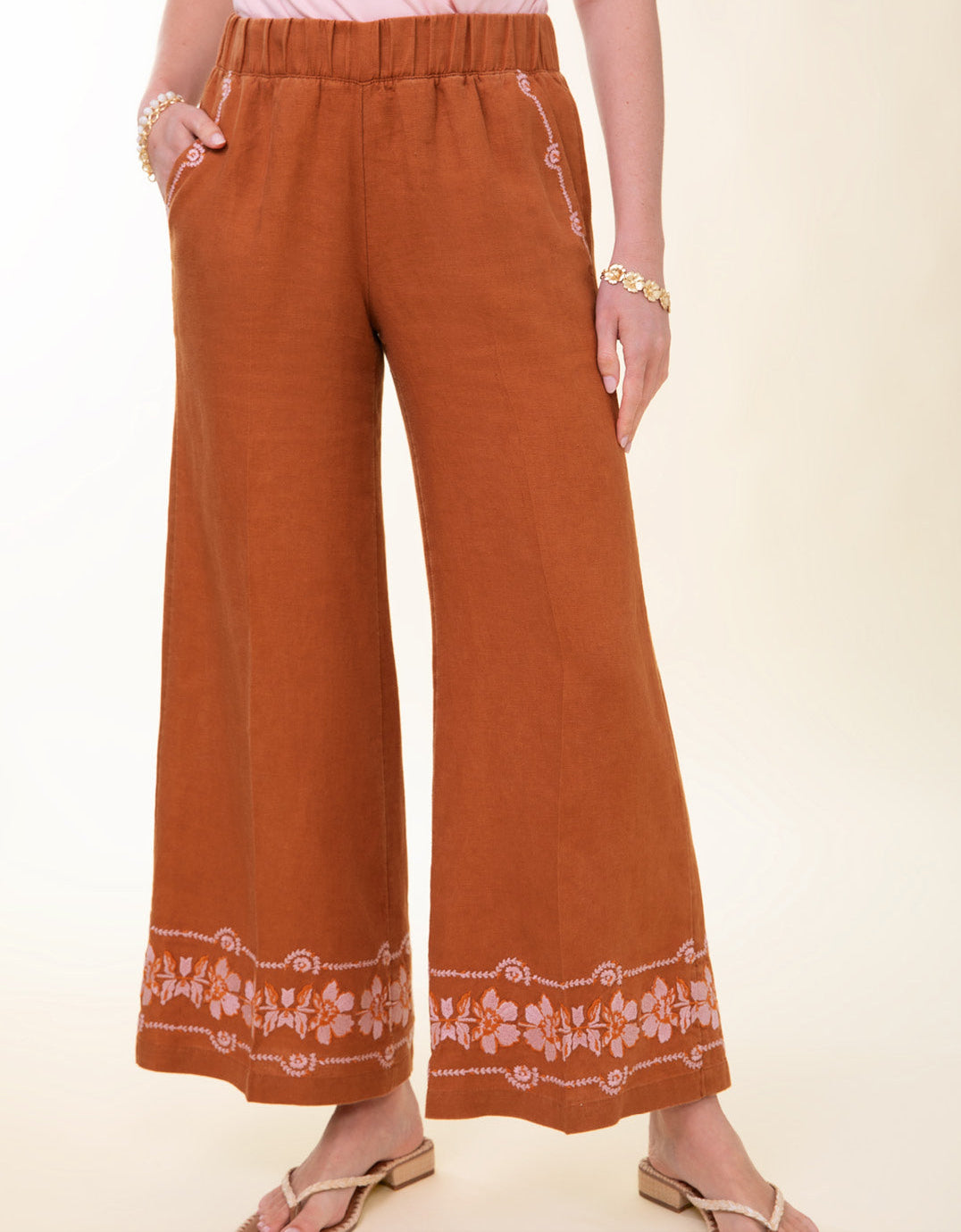  Rylene Linen Palazzo Pant Mocha