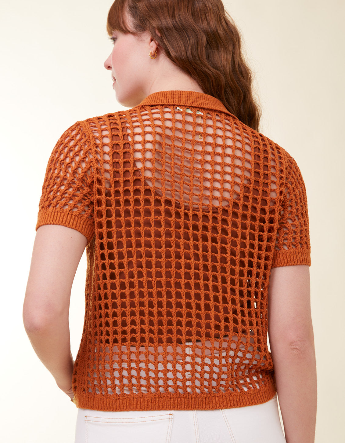  Solene Crochet Polo Nutmeg