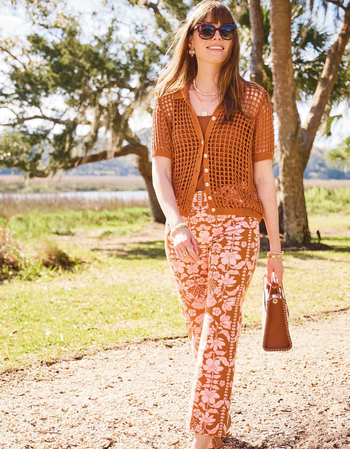  Solene Crochet Polo Nutmeg