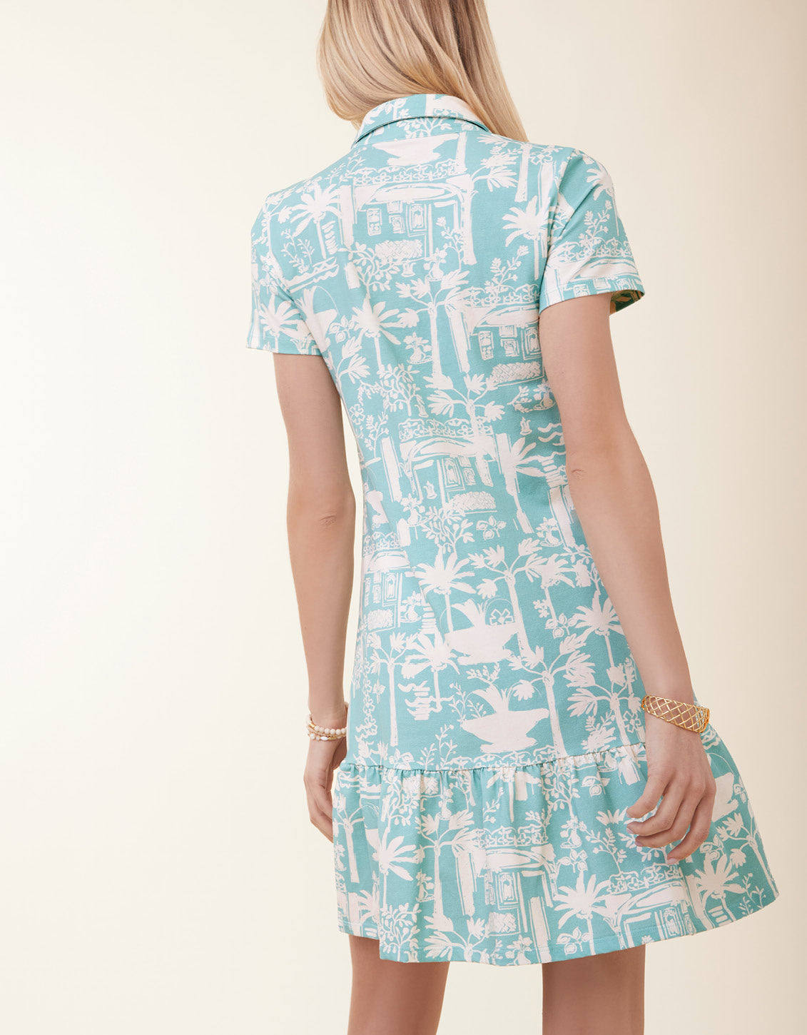  Joelle Polo Dress Enclave Palm Scene Aqua Haze