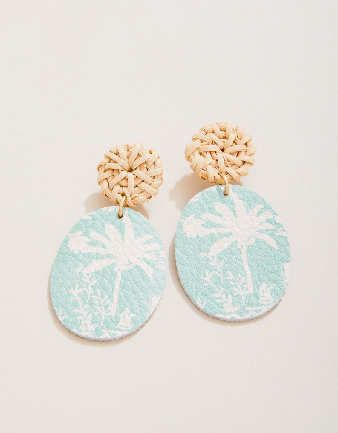  Palm Leather Earrings Blue