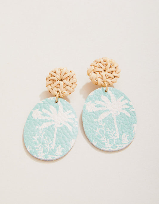  Palm Leather Earrings Blue