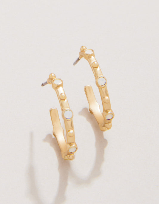  Bristol Hoop Earrings 20mm White Opal