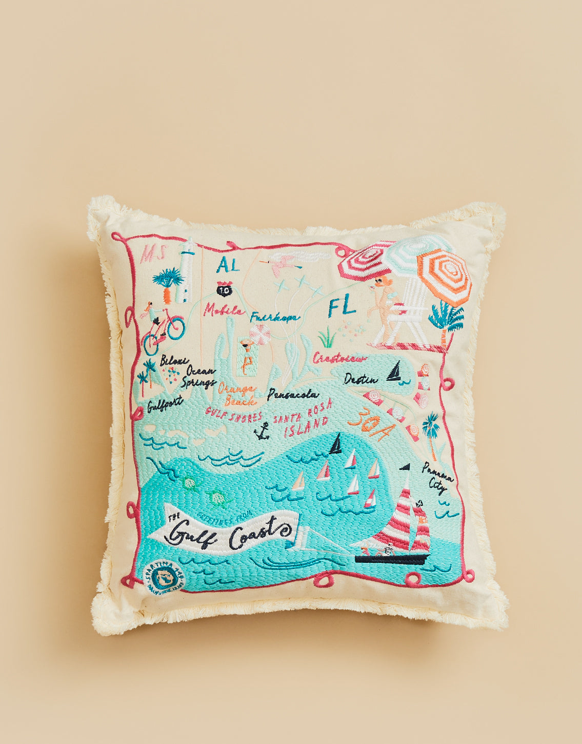  Gulf Coast Embroidered Pillow