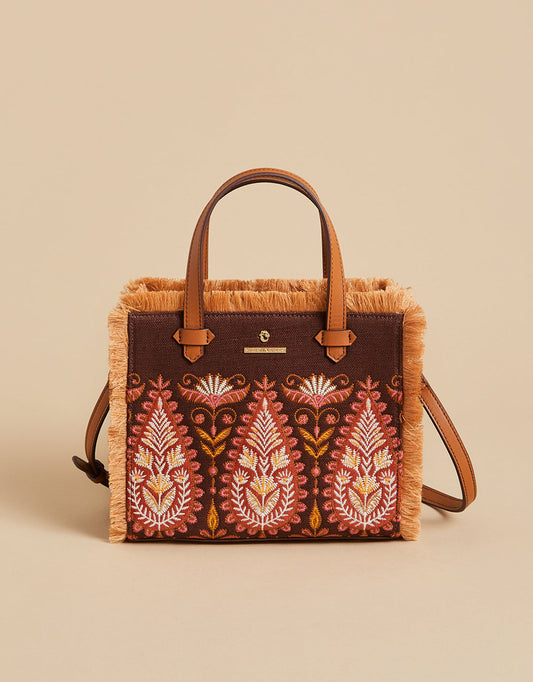  Pink House Boho Paisley Boho Fringe Satchel Crossbody