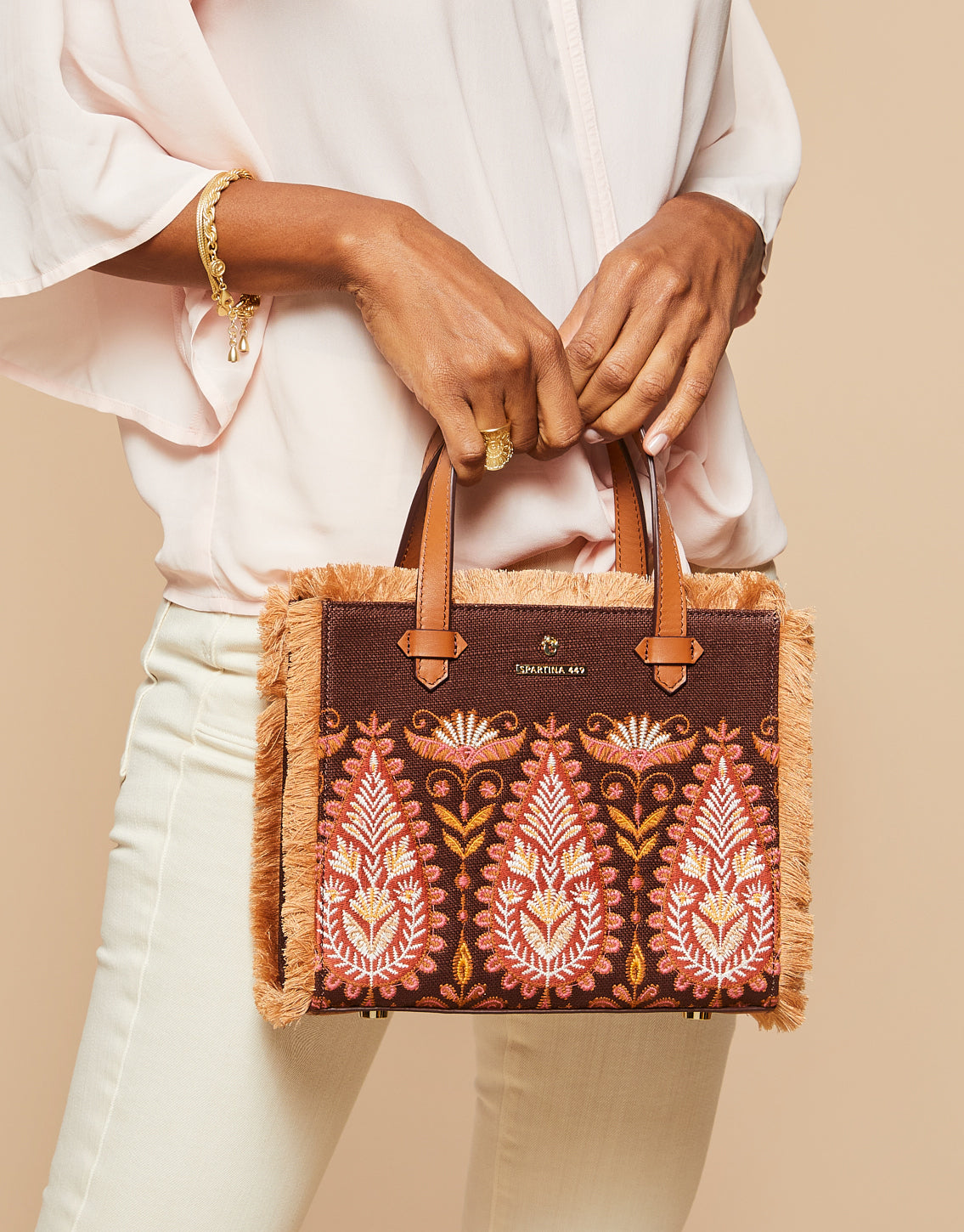  Pink House Boho Paisley Boho Fringe Satchel Crossbody
