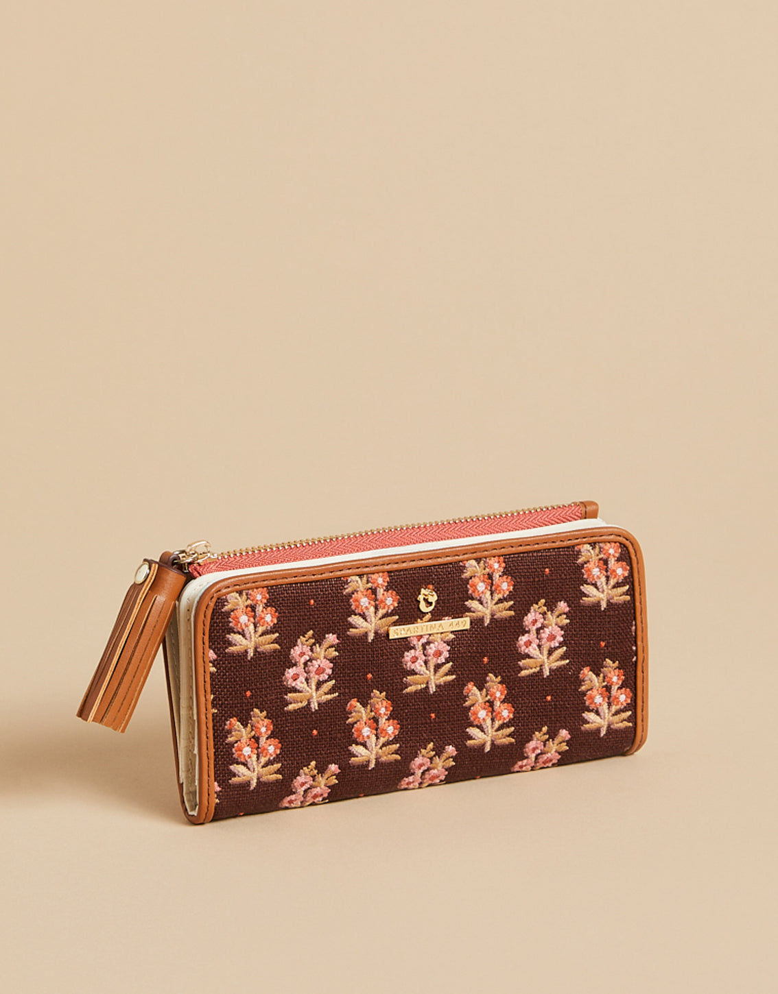  Pink House French Floral Tassel Snap Wallet