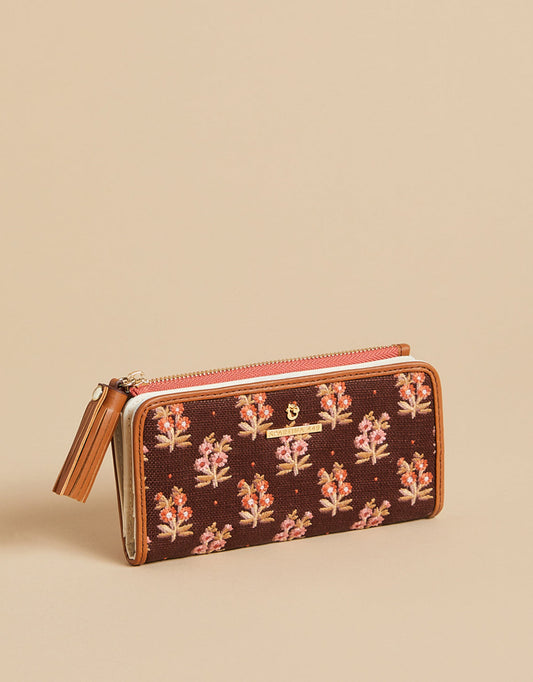  Pink House French Floral Tassel Snap Wallet