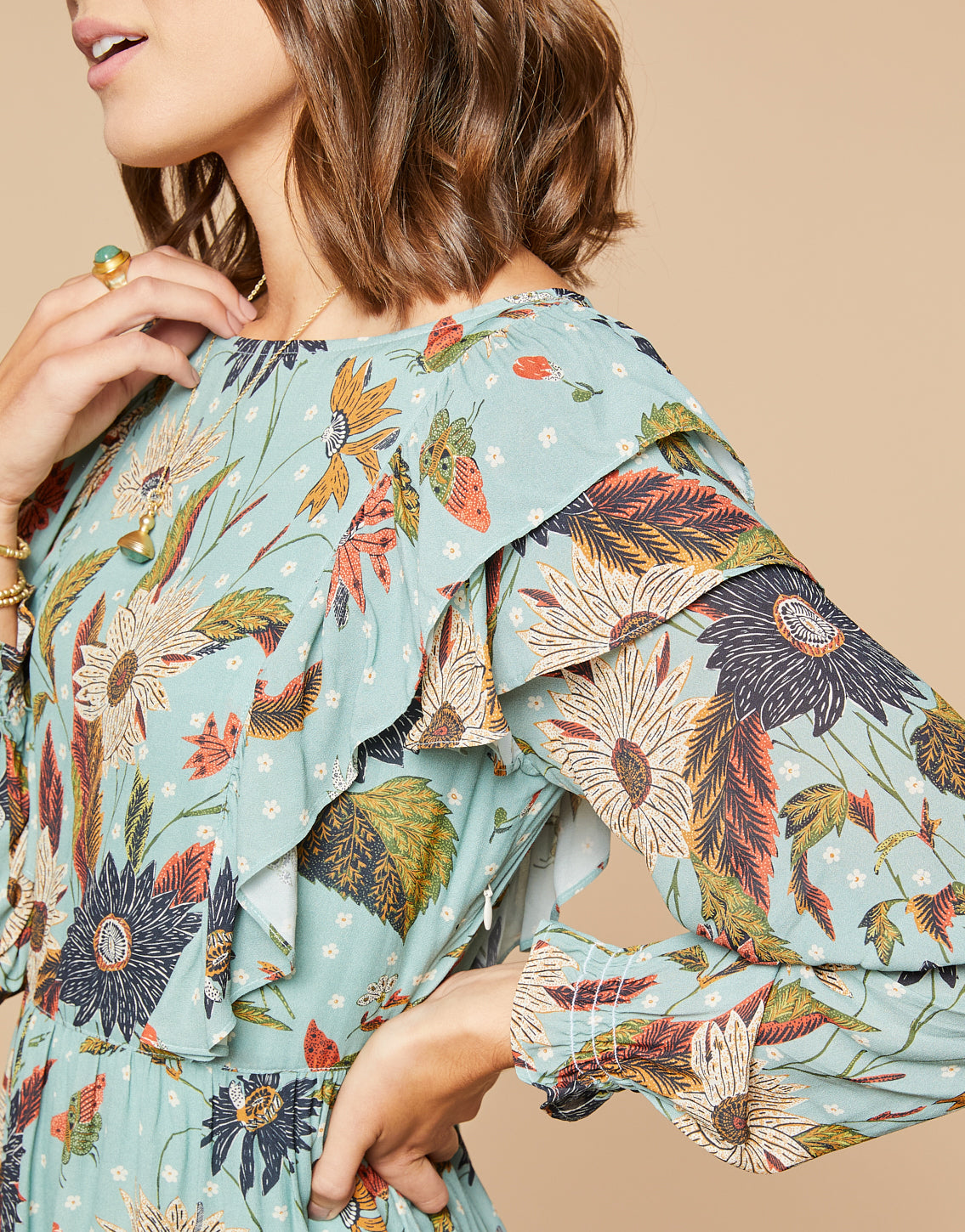  Millie Ruffle Dress Riverside Station Vintage Floral