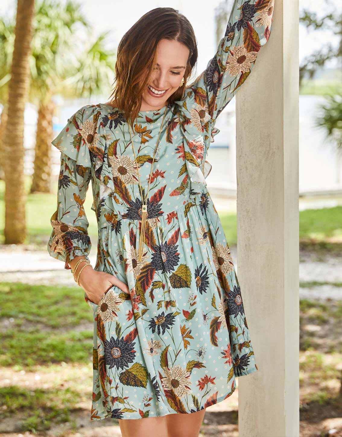  Millie Ruffle Dress Riverside Station Vintage Floral