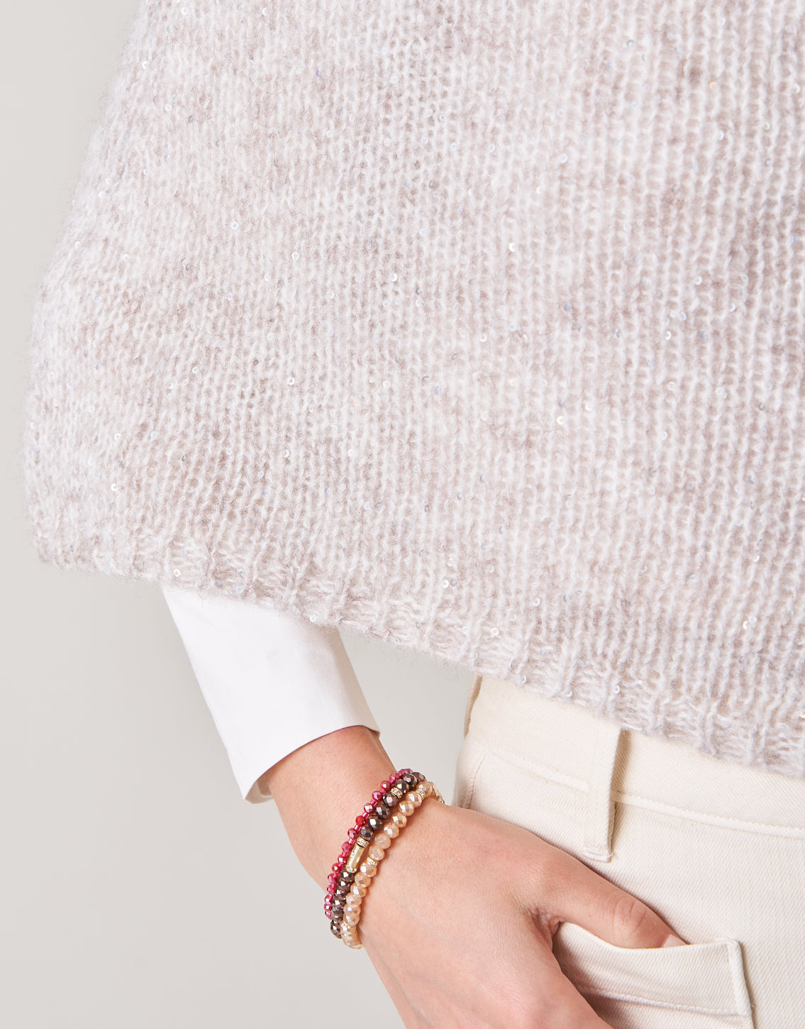  Cream Sequin Infinity Wrap