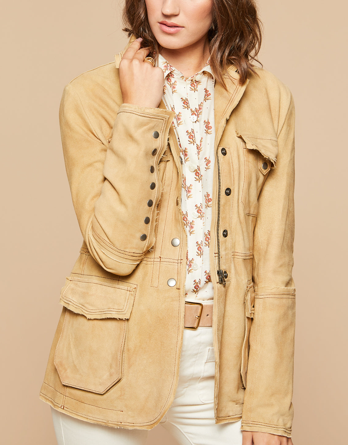  Meryl Waxed Suede Jacket Chamois