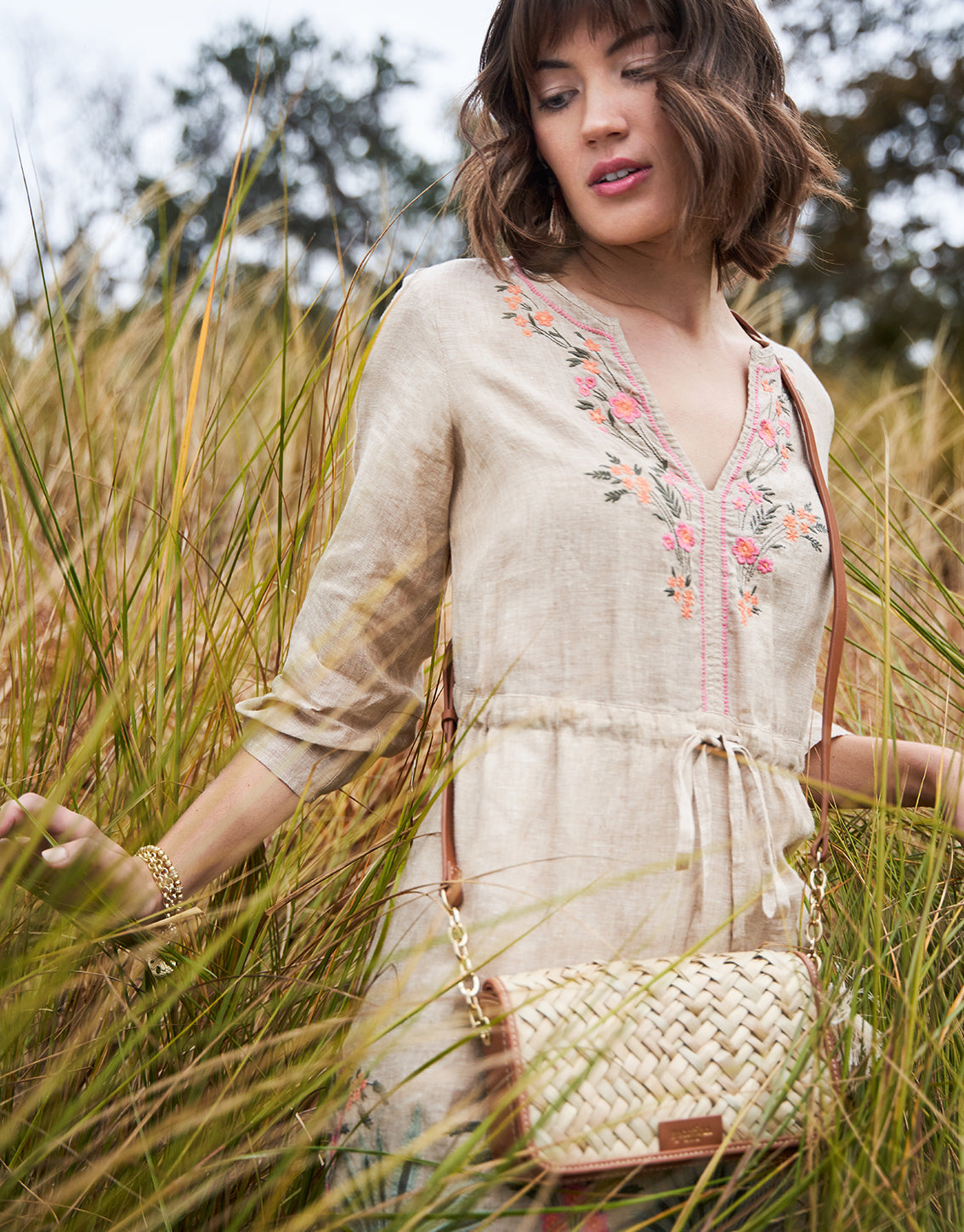  Straw Crew Phone Crossbody Natural
