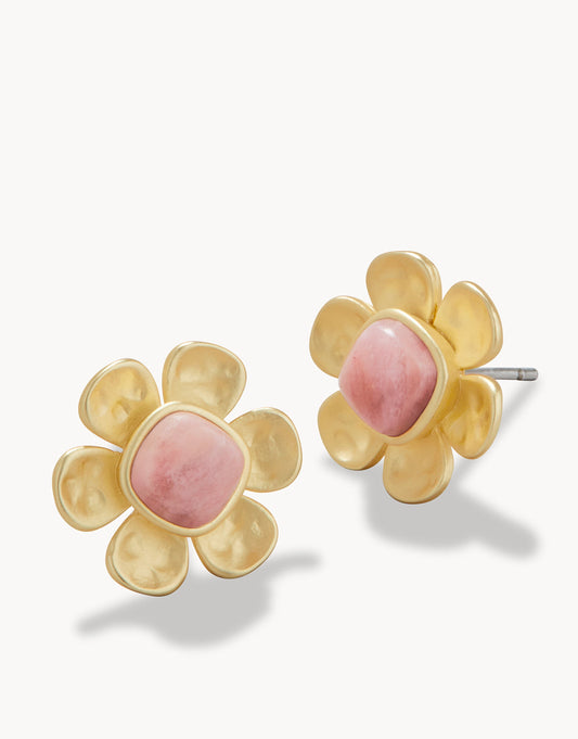  Primrose Stud Earrings Pink Rhodonite