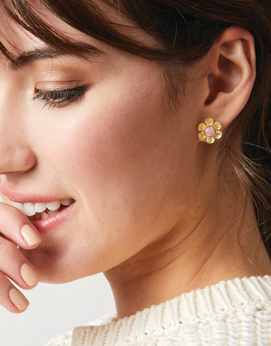  Primrose Stud Earrings Pink Rhodonite