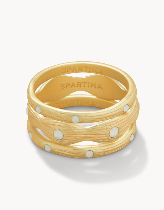  Sand Bar Ring Stack White Opal