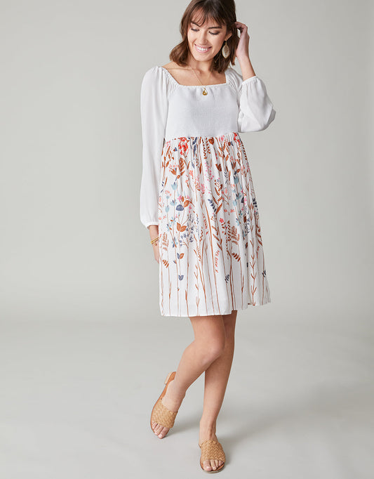  Mara Smocked Flower Dress, Oyster Factory