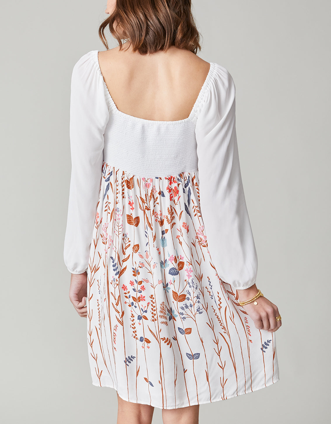  Mara Smocked Flower Dress, Oyster Factory